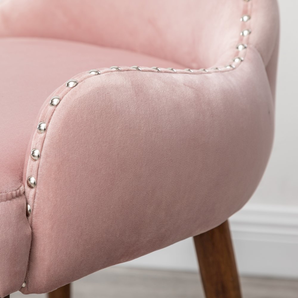 Lindale Contemporary Velvet Upholstered Nailhead Trim Accent Chair, Pink. Picture 9