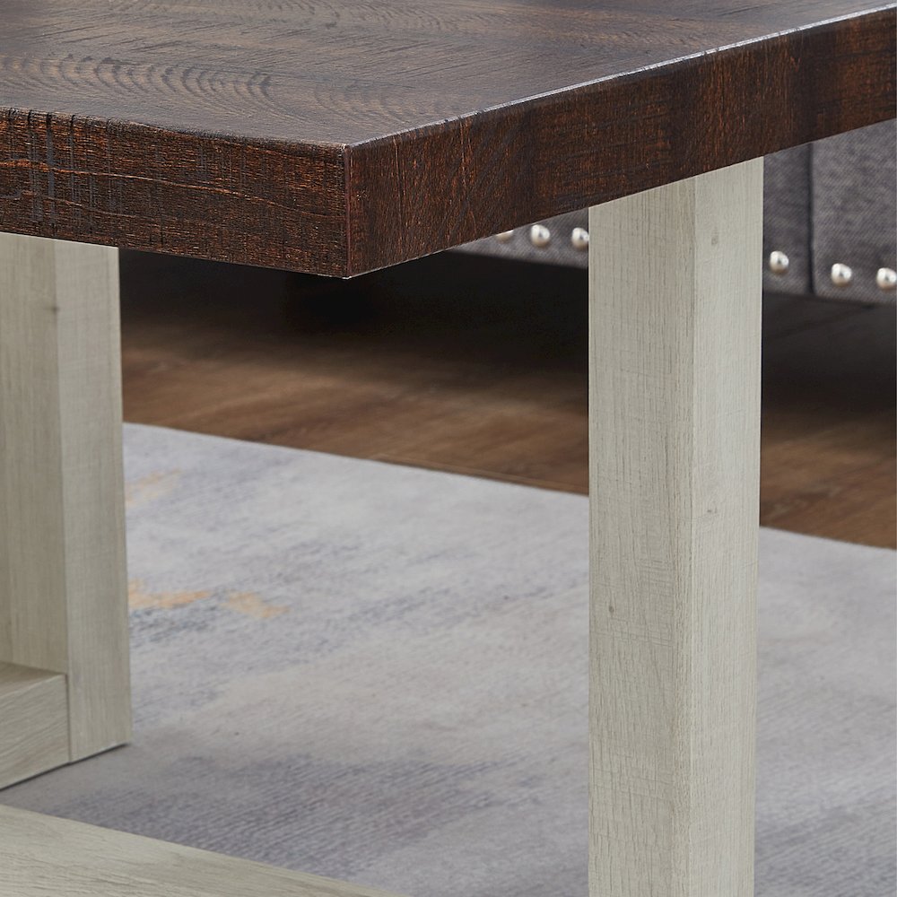 Luno Contemporary End Table, Walnut and White. Picture 6