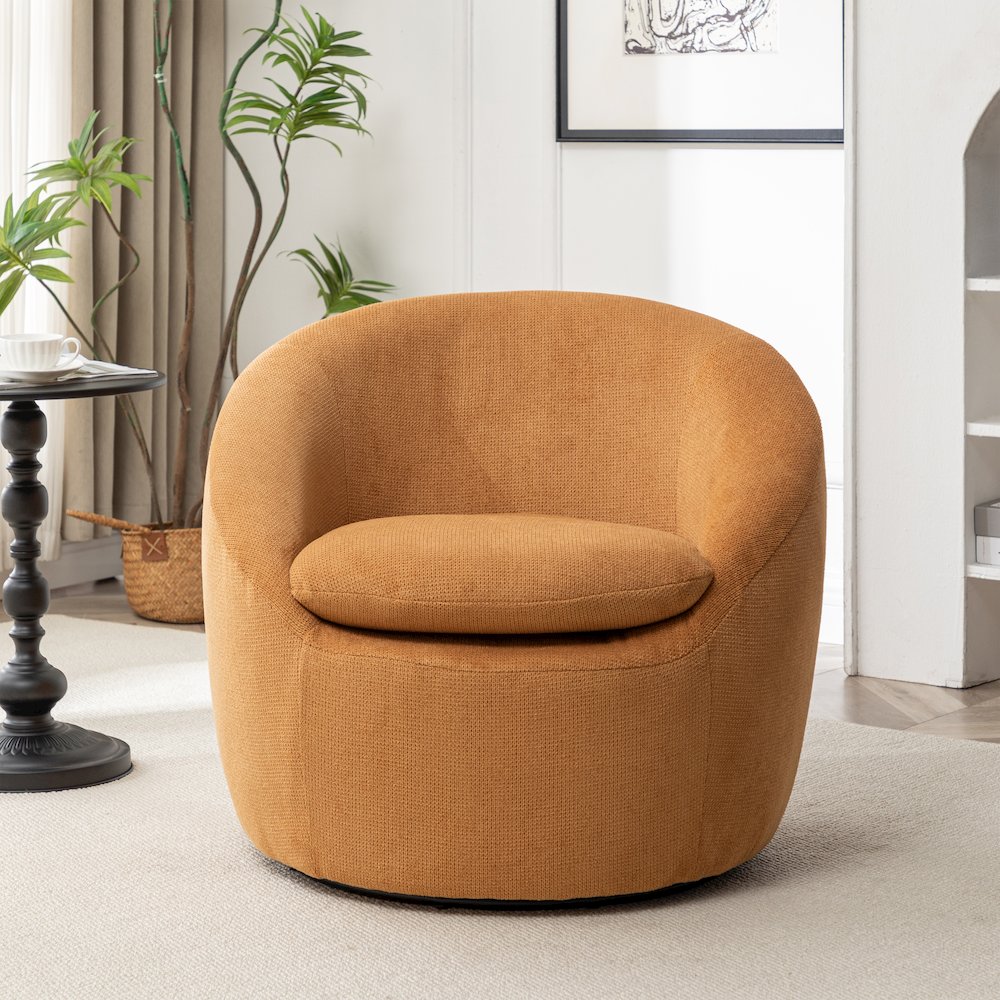 Winnie Modern Barrel Chair, 360° Swivel. Picture 3