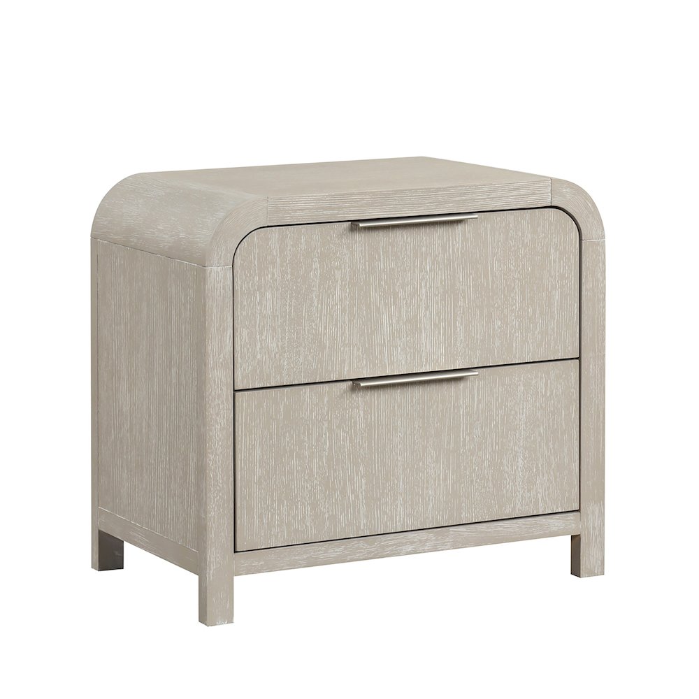 Tavari Contemporary 2-Drawer Wood Nightstand, Light Gray. Picture 1