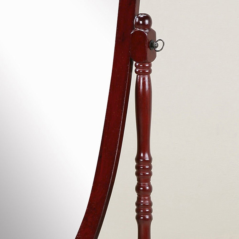 Audi Traditional Queen Anna Style Wood Floor Cheval Mirror, Cherry Finish. Picture 4