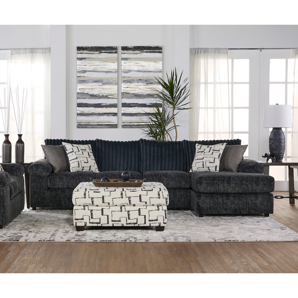 Nason Wide Wale Corduroy Sofa Chaise with Ottoman, Charcoal. Picture 2