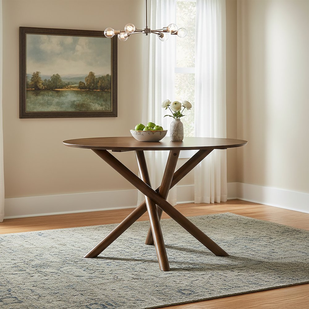 Arnott 5-Piece Dining Set, Round Dining Table, 4 Stylish Chairs, Walnut Finish. Picture 9