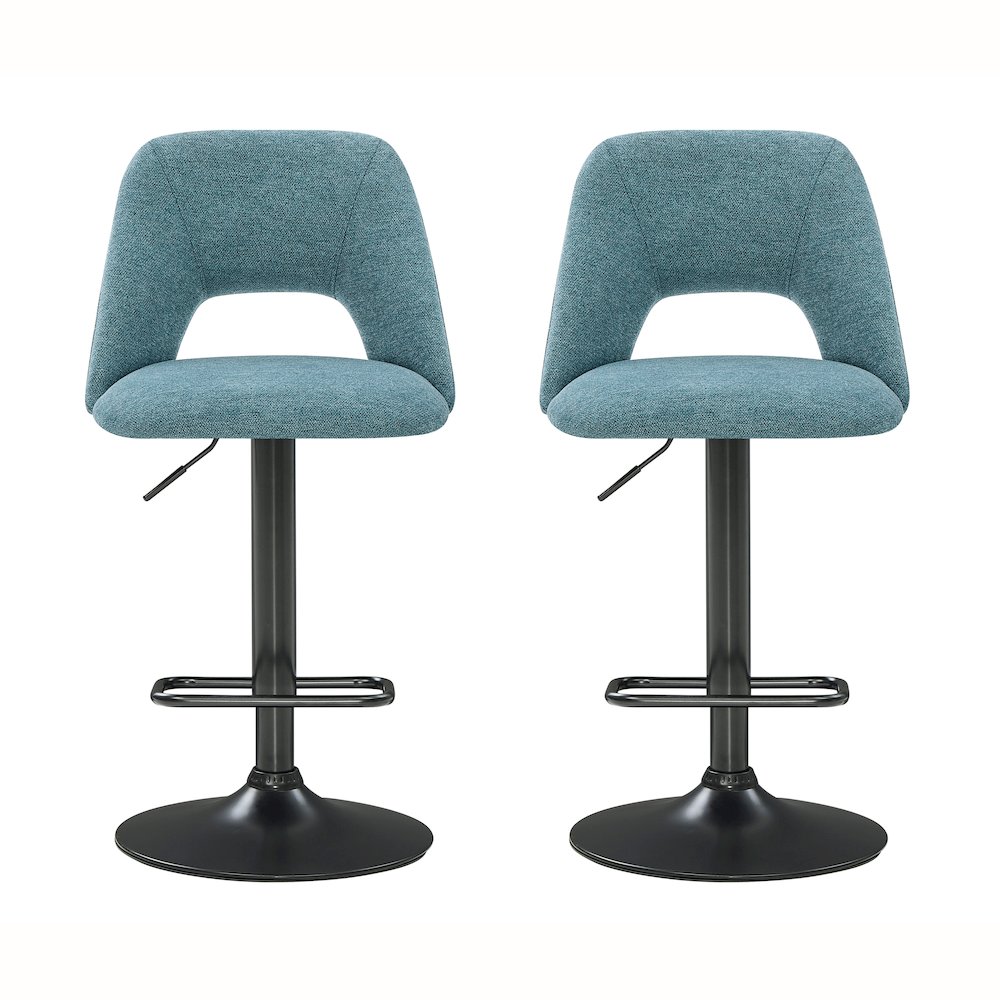 Nuvia Contemporary Adjustable Barstool with Upholstered Swivel Seats, Set of 2. Picture 3