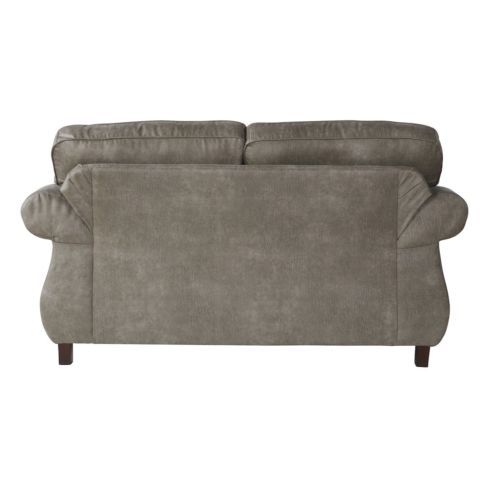 Leinster Faux Leather Upholstered Nailhead Loveseat in Stone Gray. Picture 4