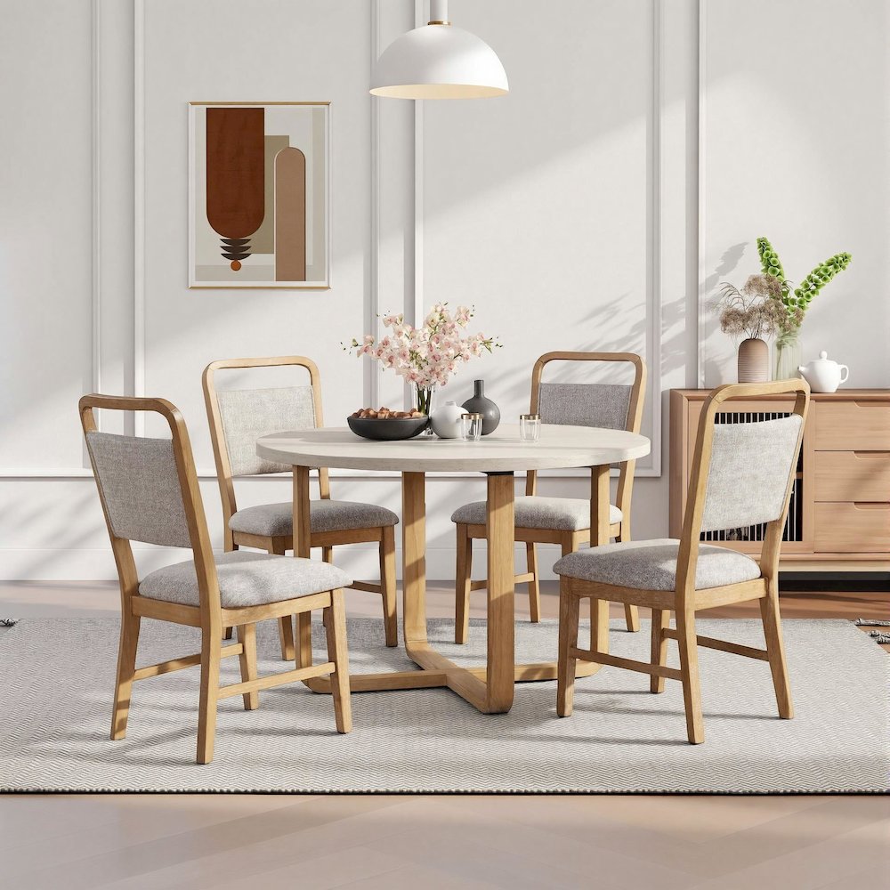Arden 5-Piece Dining Set, 47" Round Table with 4 Solid Wood Chairs. Picture 6