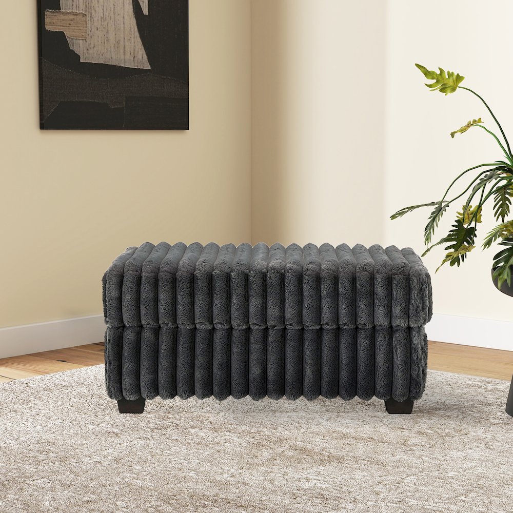 Belvoir 3-Piece Living Room Set, Sofa Cuddle Chaise and Ottoman, Charcoal. Picture 3