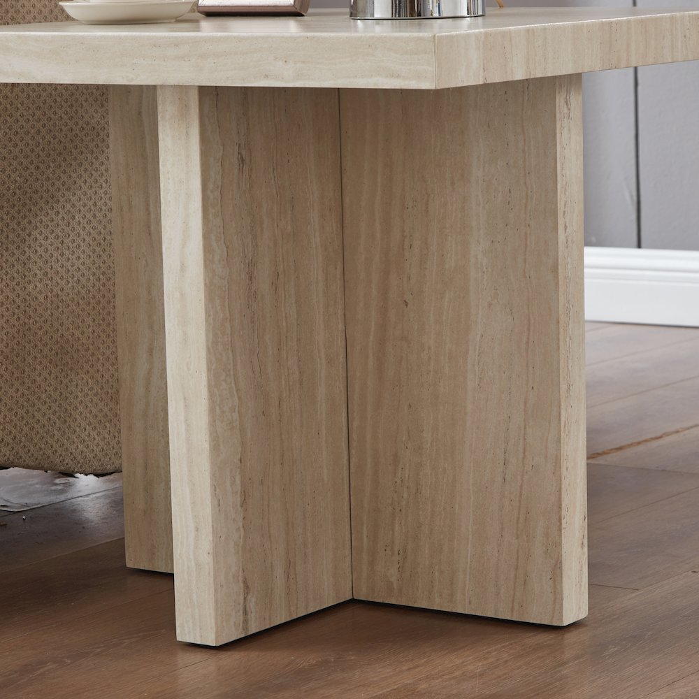 Cavira Modern Faux Marble Living Room Side Table, Beige. Picture 6
