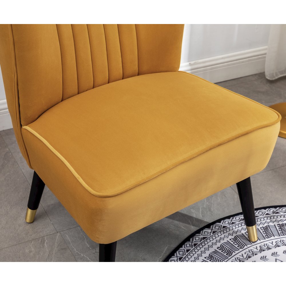 Elon Contemporary Velvet Upholstered Accent Chair, Gold. Picture 10