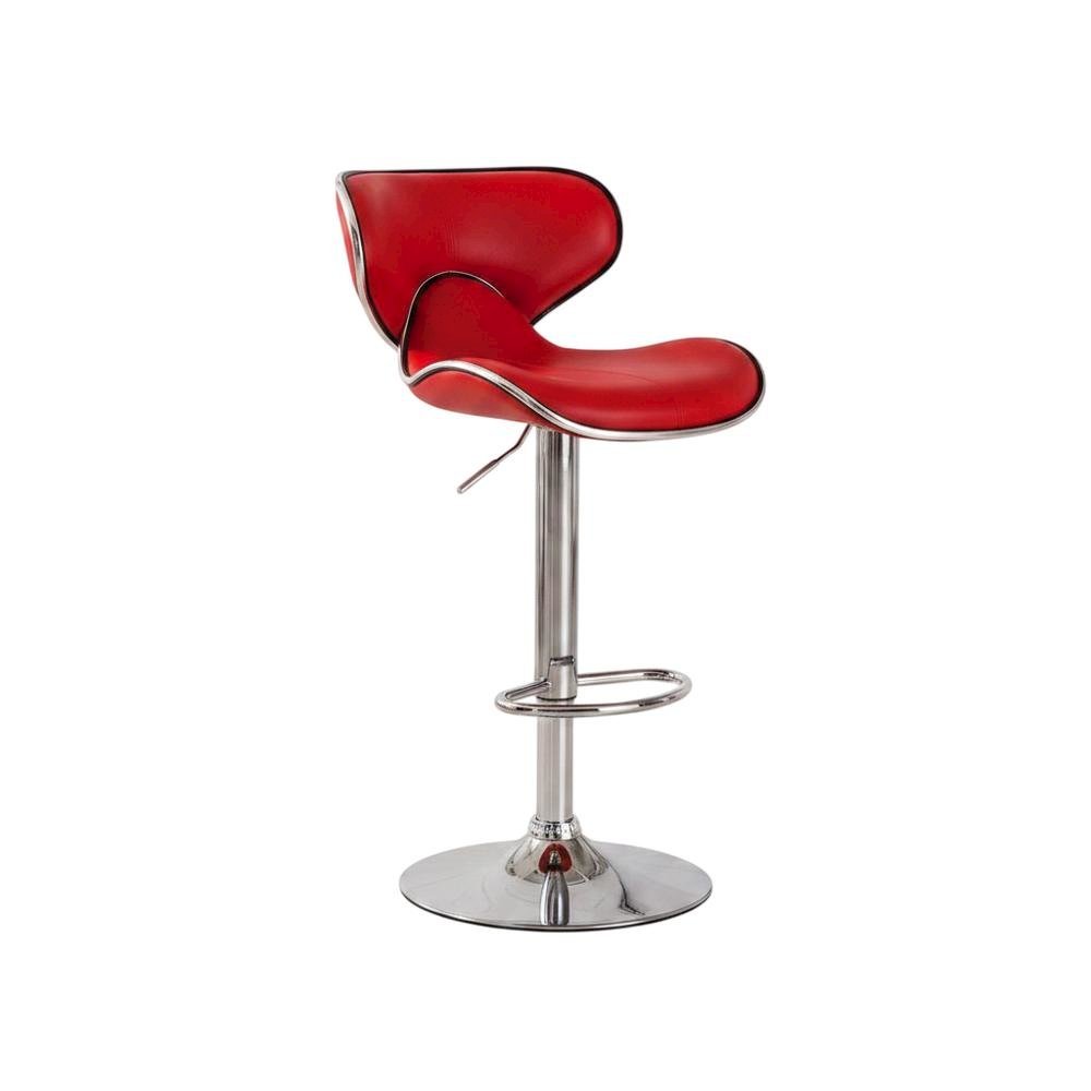 Red Leatherette Adjustable Swivel Barstool with Chrome Base, Set of 2. Picture 3