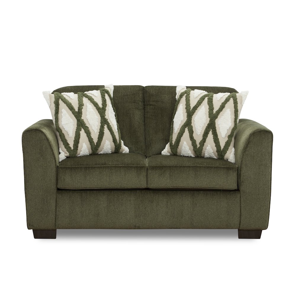 Marvella Living Room Loveseat with Mosswood Chenille Upholstery, Accent Pillows. Picture 9