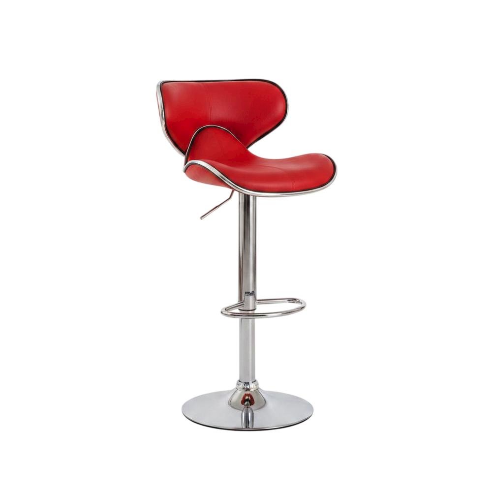 Red Leatherette Adjustable Swivel Barstool with Chrome Base, Set of 2. Picture 4