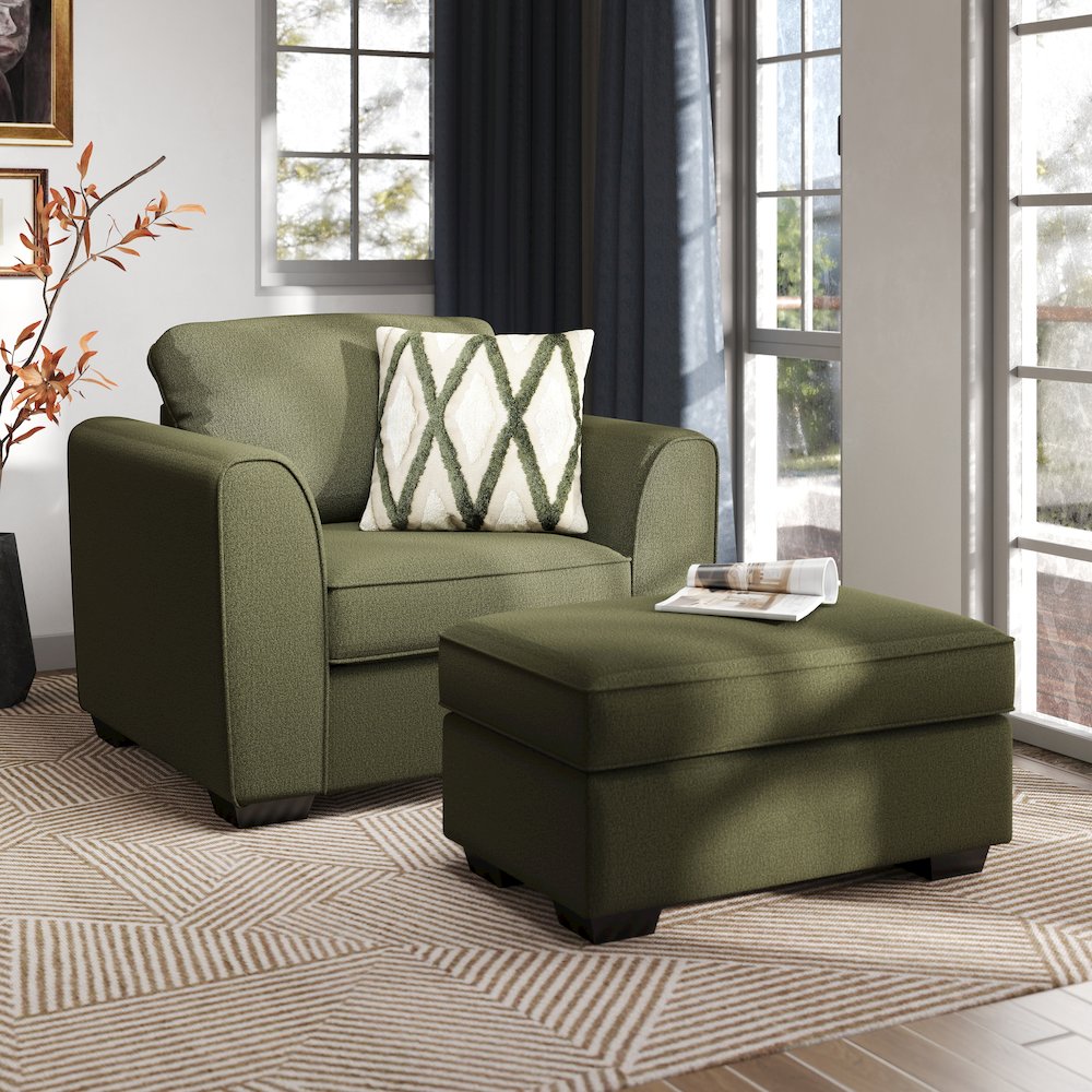 Marvella 2-PC Living Room Set, Arm Chair and Ottoman with Chenille Upholstery. Picture 3