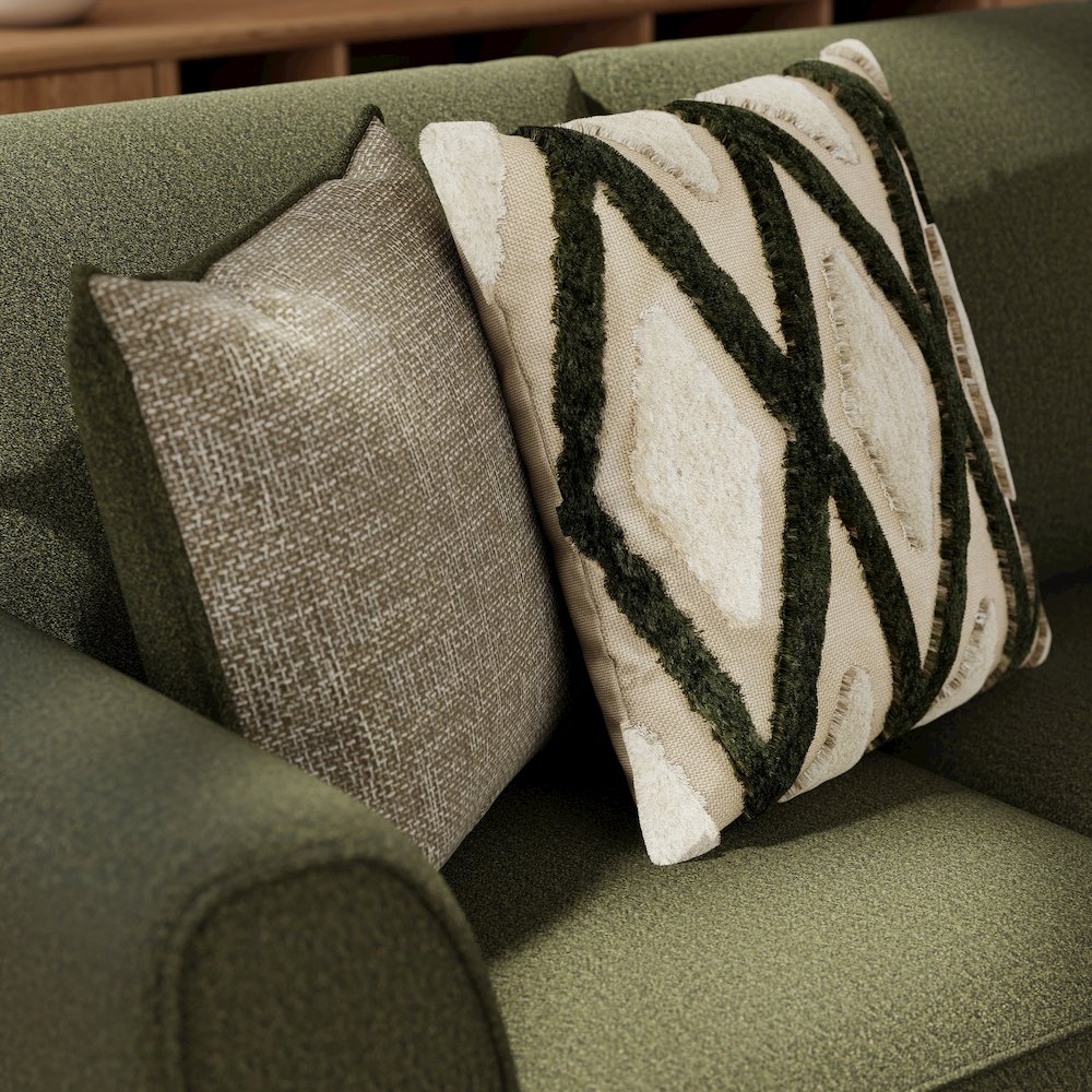 Marvella Living Room Loveseat with Mosswood Chenille Upholstery, Accent Pillows. Picture 7