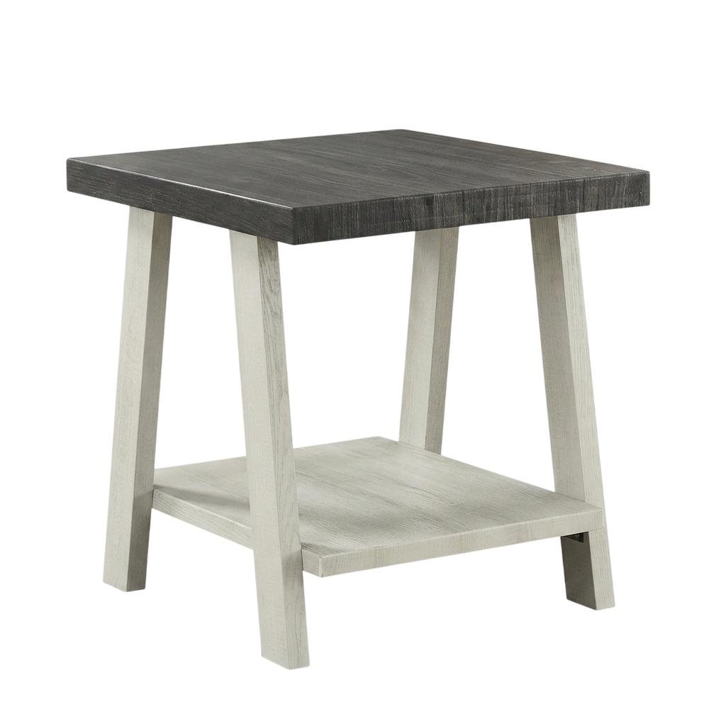 Grey, End Side Table, Open Shelf, Quality Build, Durable Wood Frame. Picture 1