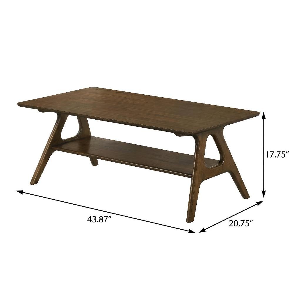 Wood 3-Piece Coffee Table Set with Mid-Century Modern Design and Sturdy Build. Picture 4