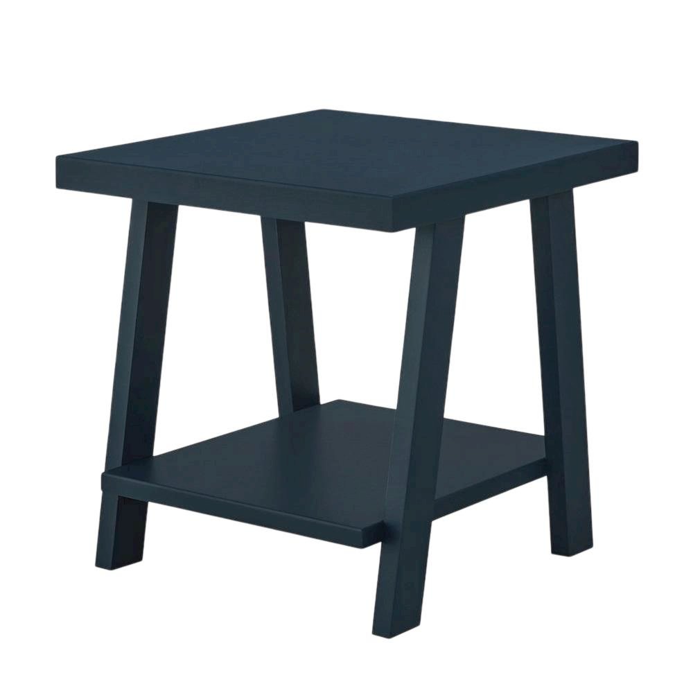 Navy Blue Wood Shelf End Table with Modern Design and Sturdy Construction. Picture 1