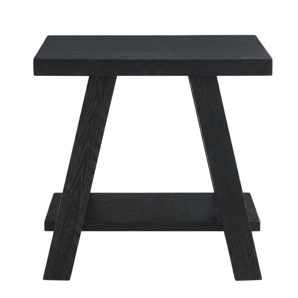 Black, Side Table, Open Shelf, Quality Build, Durable Wood Frame. Picture 4