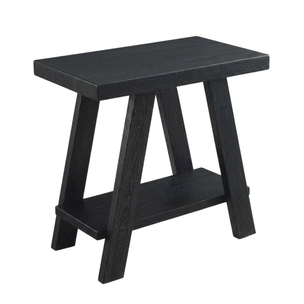 Black, Side Table, Open Shelf, Quality Build, Durable Wood Frame. Picture 1