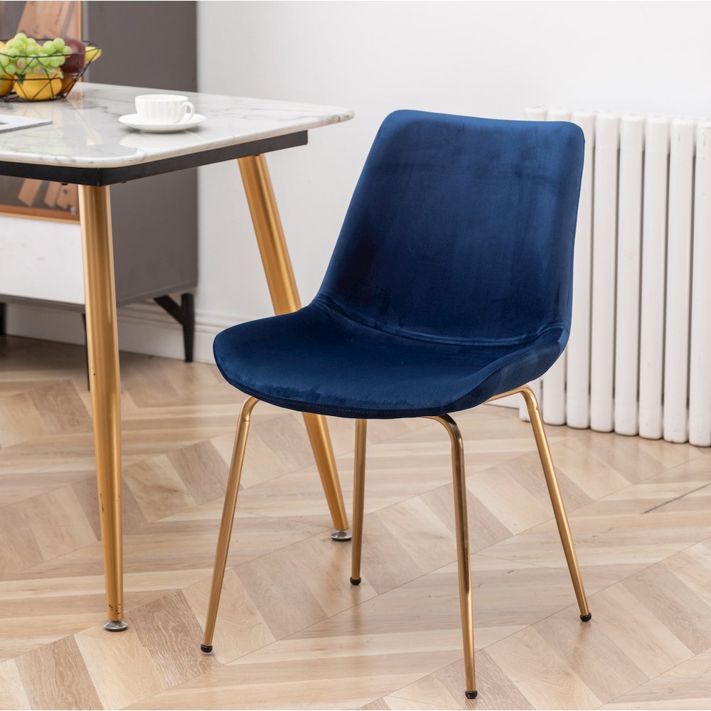 Aufurr Modern Velvet Dining Chair, Set of 2, Blue. Picture 4