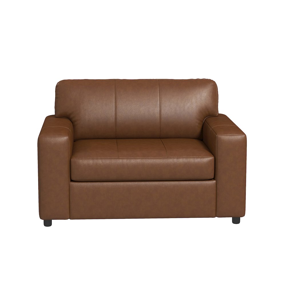 Sakan Leather Upholstered Cutler Lounge Chair, Caramel. Picture 6
