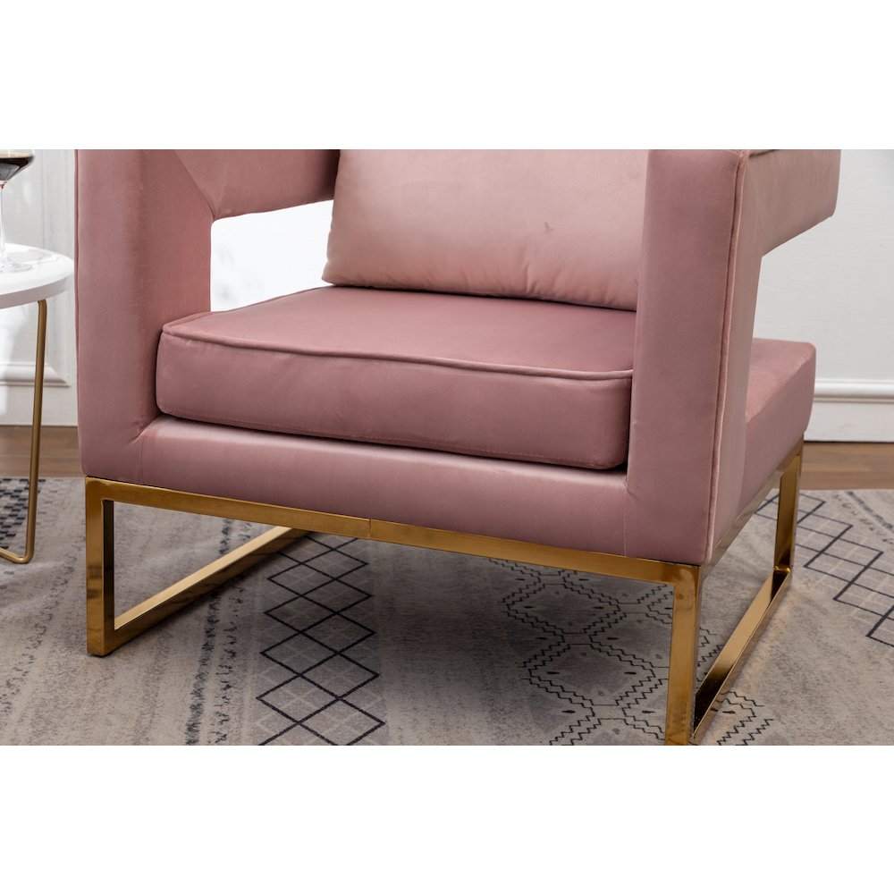 Lenola Contemporary Upholstered Accent Arm Chair, Pink. Picture 9