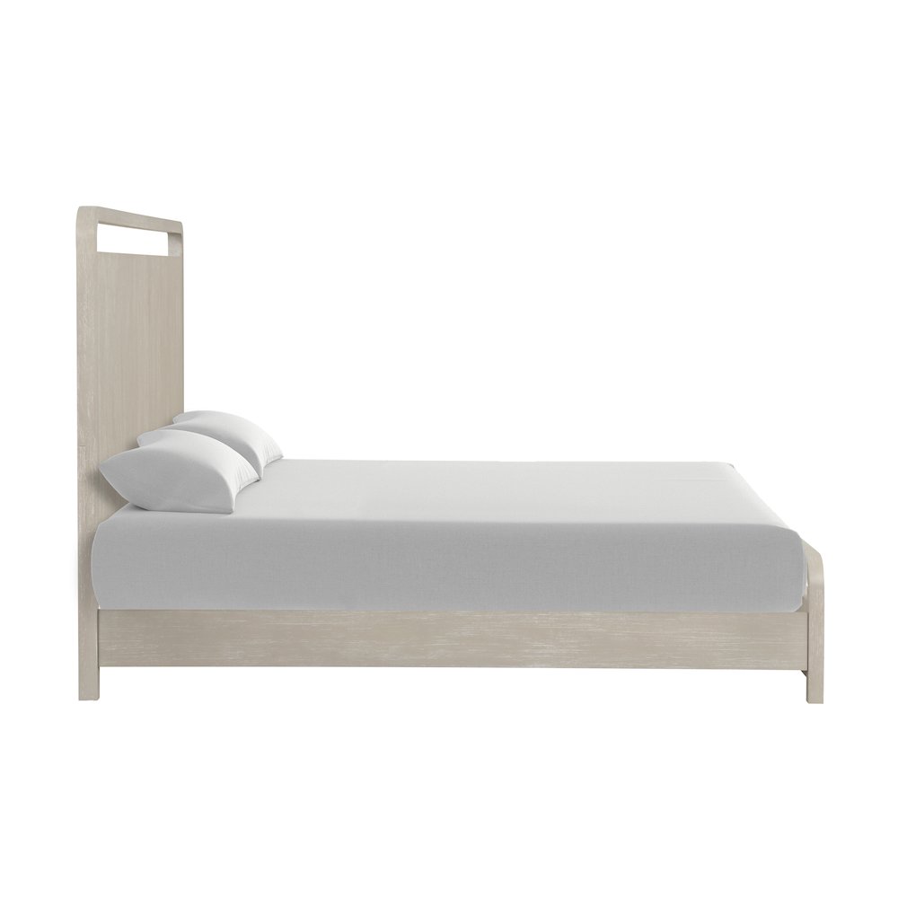 Tavari Wood Panel Bed, Light Gray Finish, Queen. Picture 9