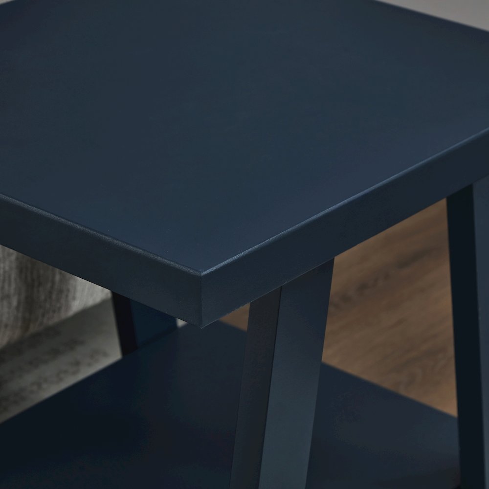 Athens Contemporary Wood Shelf End Table in Navy Blue. Picture 5