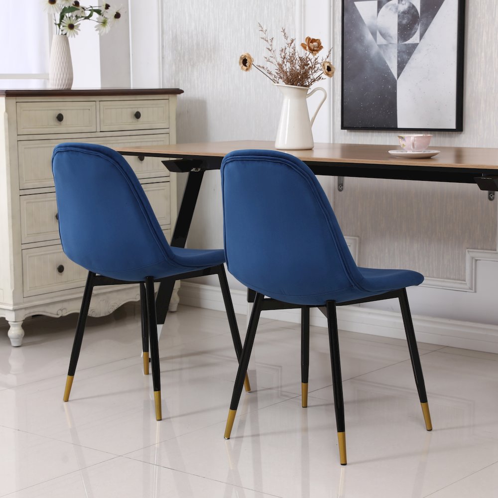 Lassan Contemporary Fabric Dining Chairs, Set of 4, Blue. Picture 4