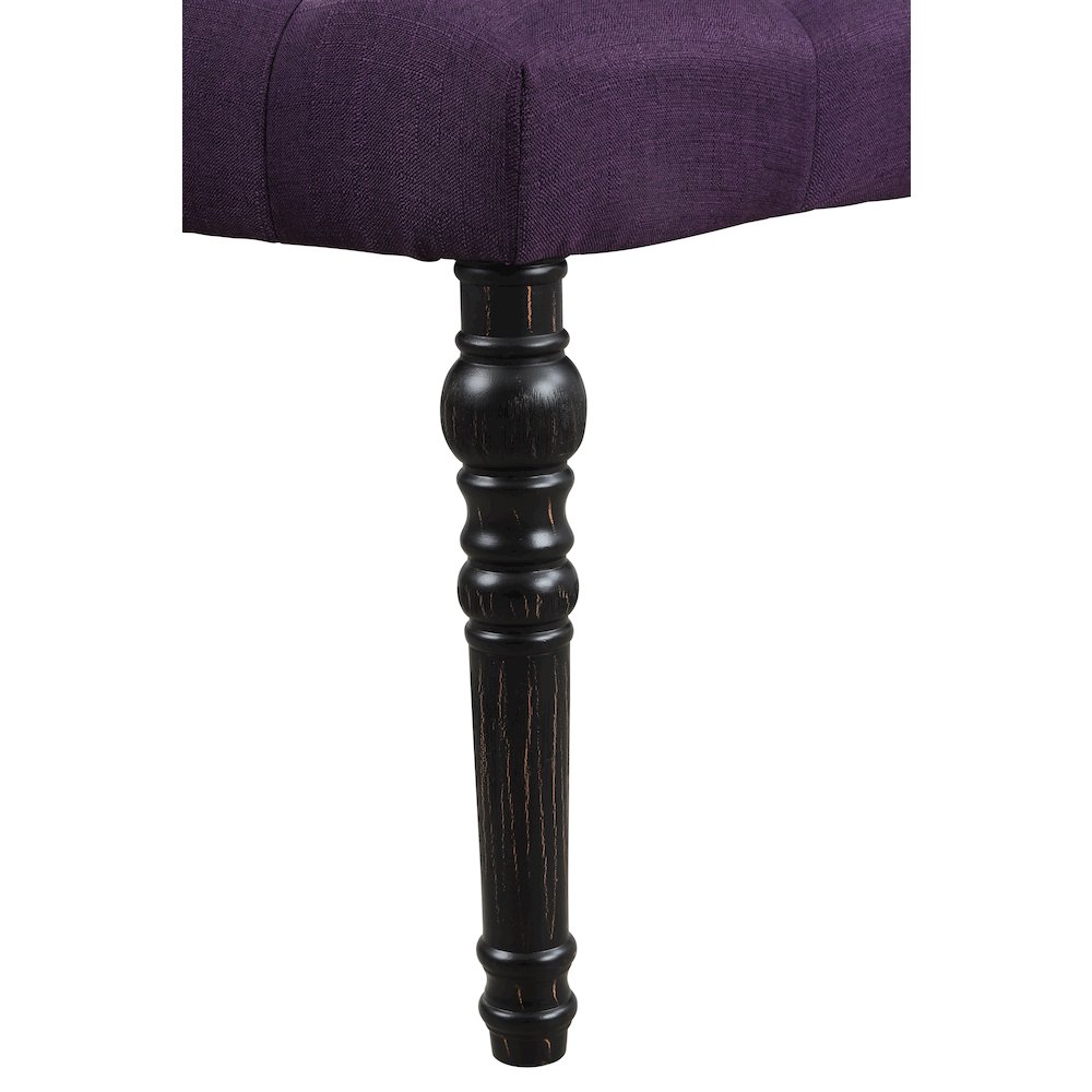 Leviton Fabric Tufted Turned Leg Dining Bench, Purple. Picture 3