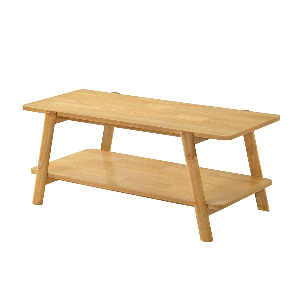 Metz Mid-Century Modern Wood Shelf Coffee Table, Natural Oak Finish. Picture 1