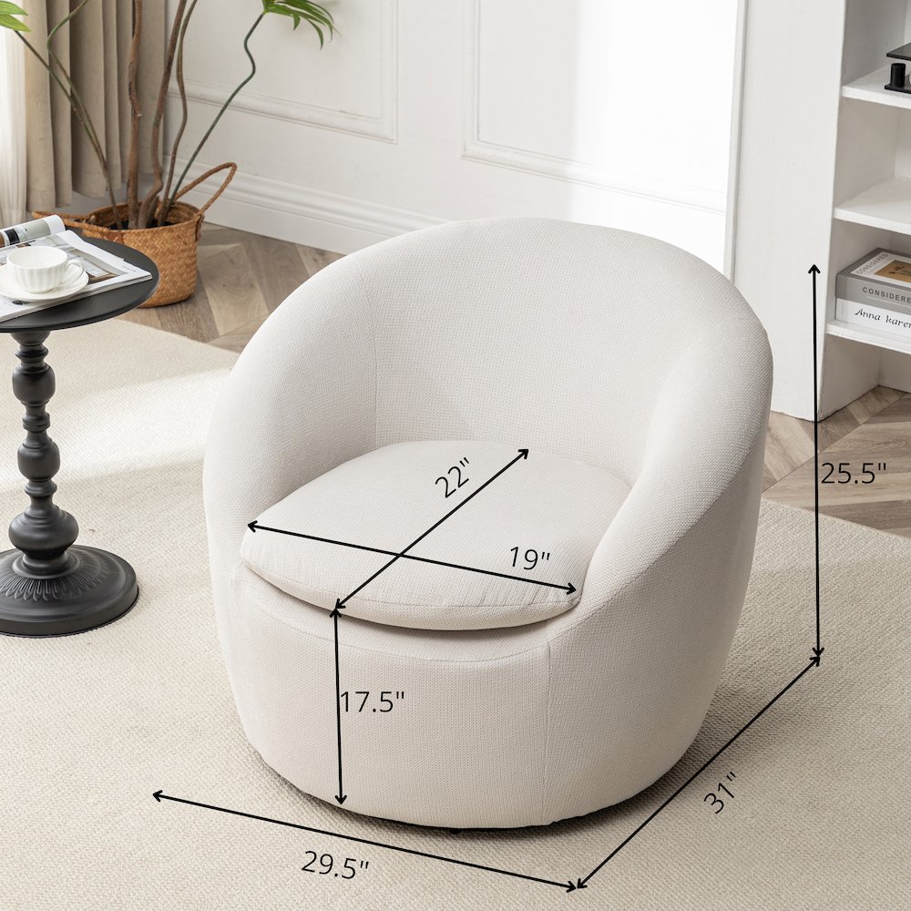 Winnie Modern Barrel Chair, 360° Swivel. Picture 13