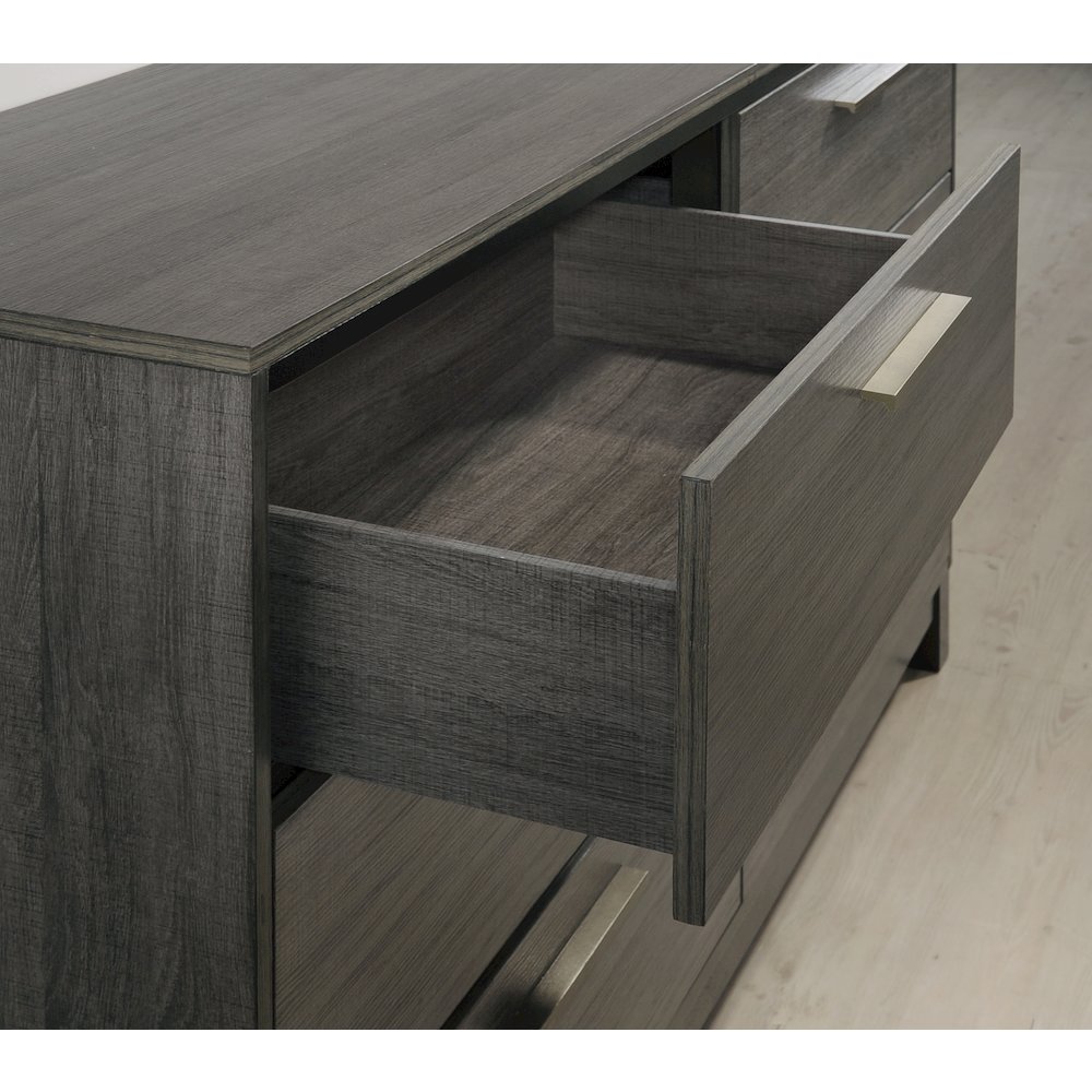 Grey Finish Wood Bed Room Set, Queen Bed, Dresser, Mirror, 2 Night Stands, Chest. Picture 8