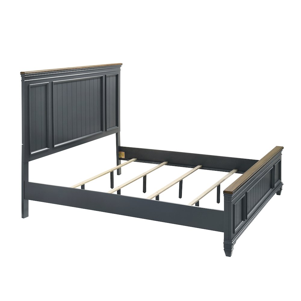 Clelane Shiplap Wood Panel Bed, King, Slate Blue. Picture 6