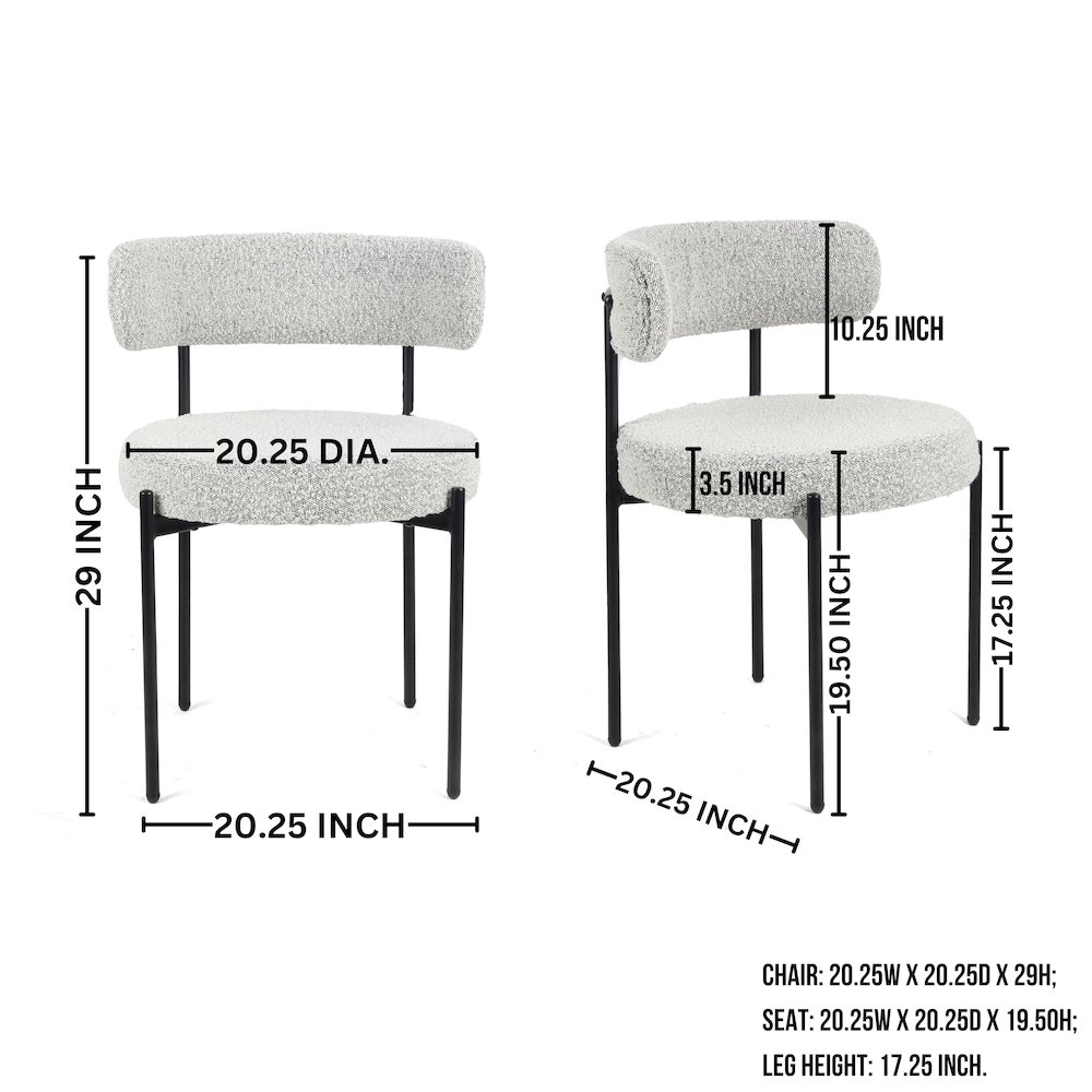 Durban 3-Pc Round Dining Set, Trestle Dining Table with 2 Boucle Chairs. Picture 17