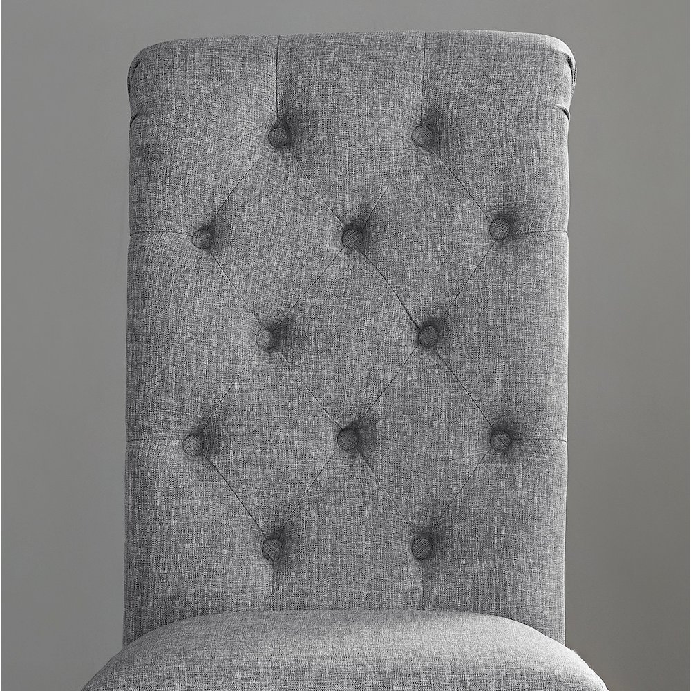 Leviton Solid Wood Tufted Asons Dining Chair, Set of 2, Gray. Picture 4