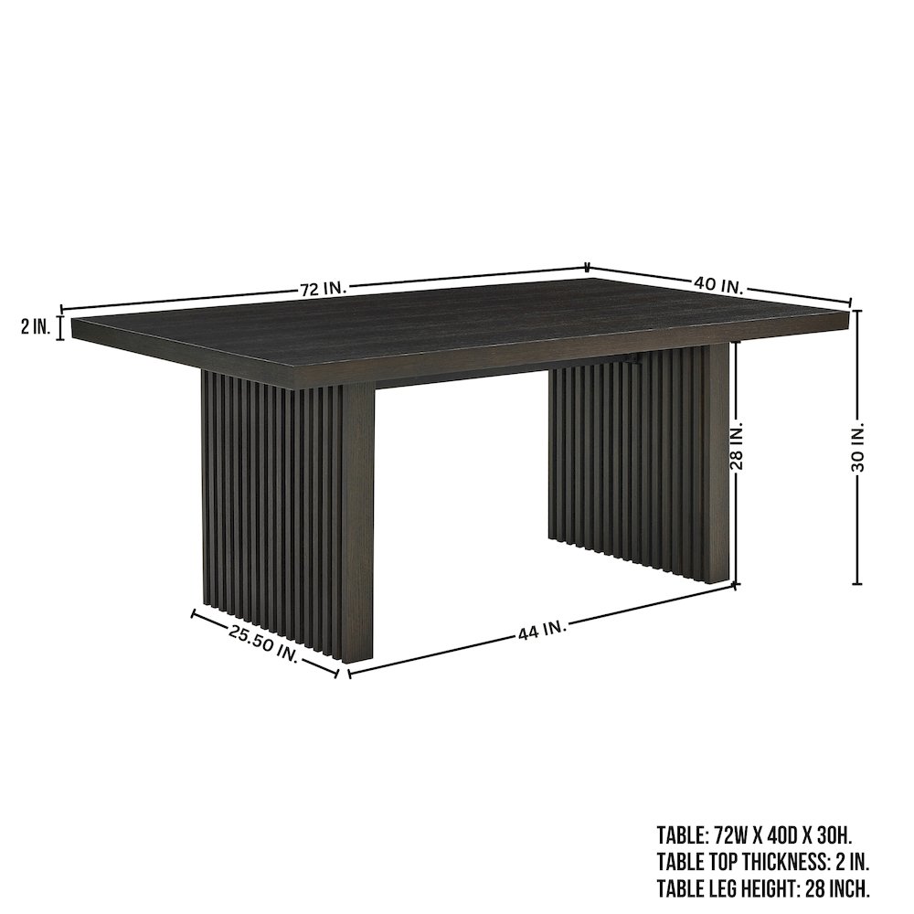 Madison Contemporary Dining Table, Slat-Fluted Base, Espresso. Picture 10