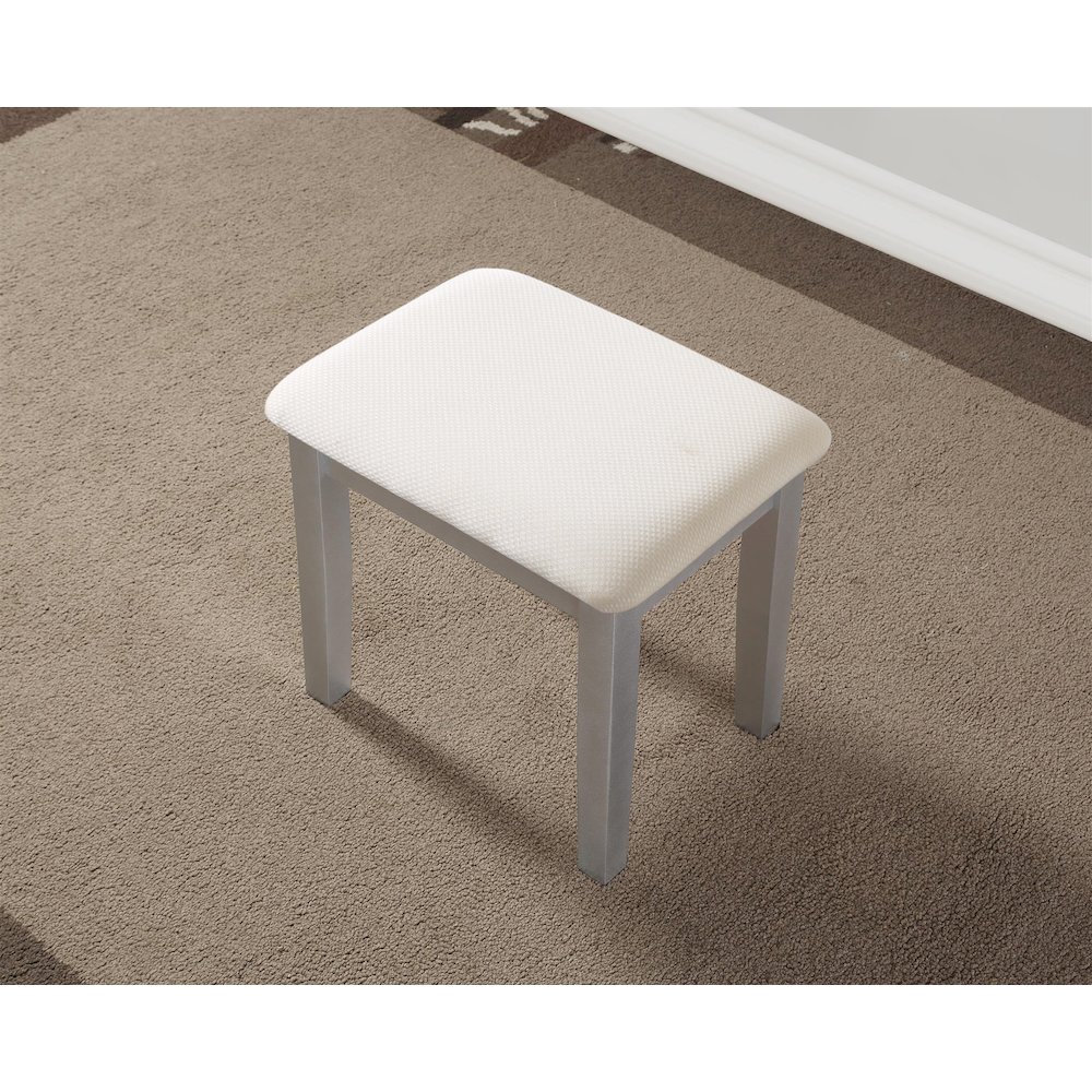 Moniys Wood Makeup Vanity Table and Stool Set, Silver. Picture 5