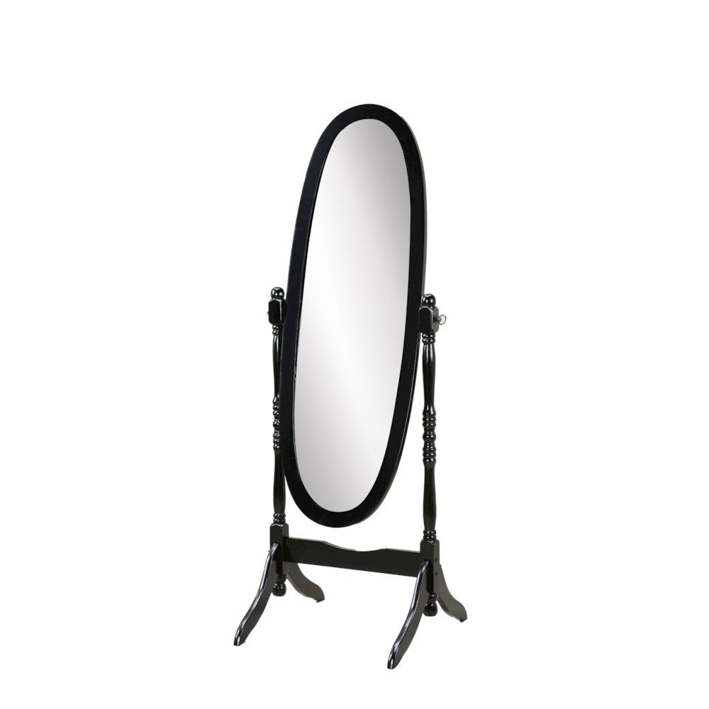 Audi Traditional Queen Anna Style Black Wood Floor Cheval Mirror. Picture 1