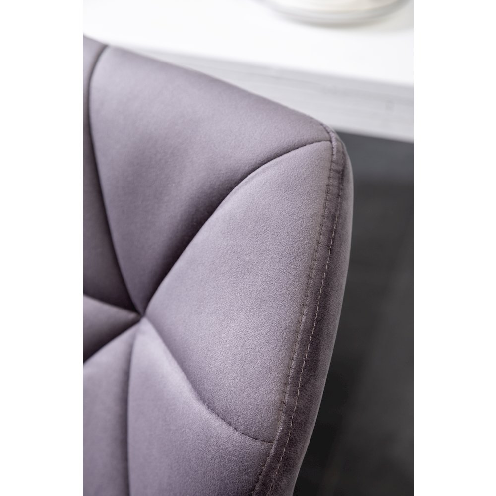 Breni Velvet Diamond Tufted Swivel Adjustable Height Barstool, Set of 2, Gray. Picture 12