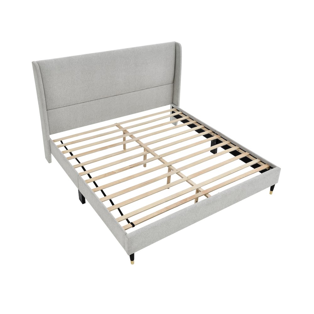 Arles Upholstered Bedroom Set, Wingback Platform Bed with 2Nightstands, Queen. Picture 1
