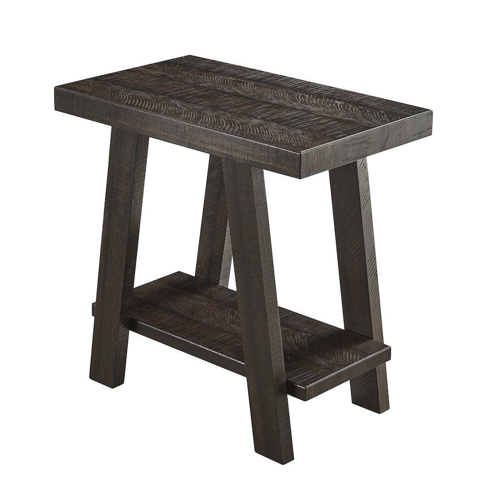 Ethens Contemporary Wood Shelf Side Table in Weathered Espresso. Picture 1