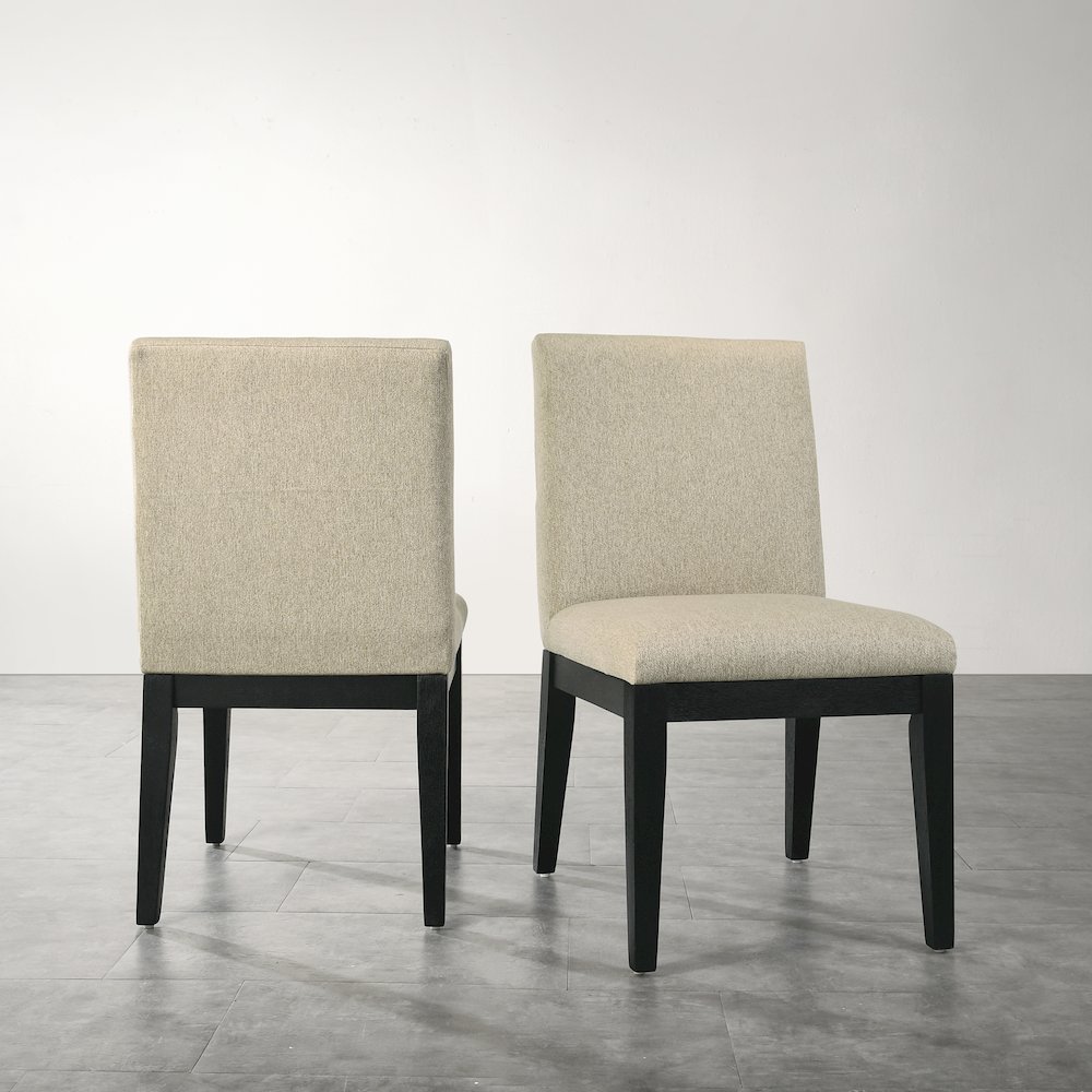 Rocco Contemporary Solid Wood Dining Chairs, Set of 2, Beige. Picture 3