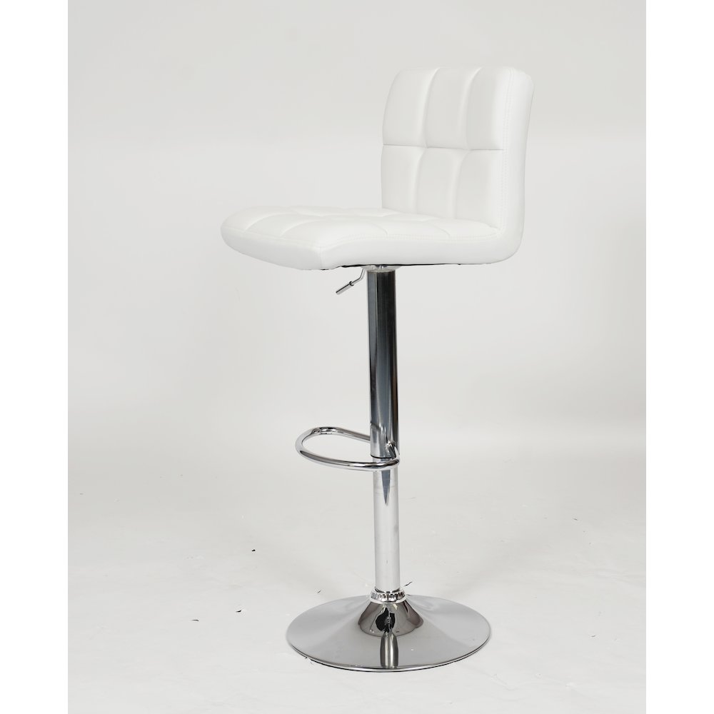 Biscc 2 Swivel Elegant PU Leather Modern Adjustable Hydraulic Bar Stools, White. Picture 6