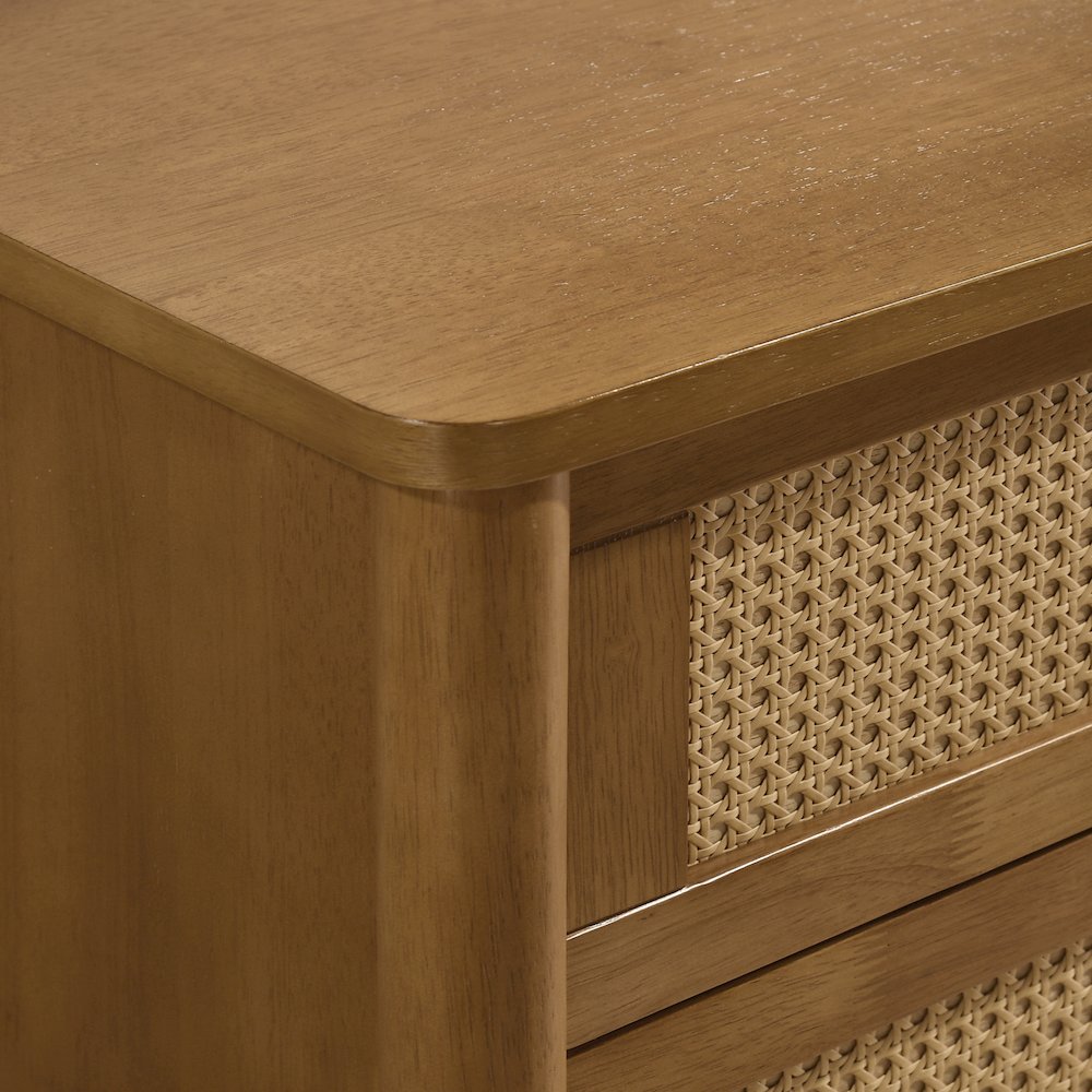 Vichy Wood and Rattan 5-Drawer Chest. Picture 5