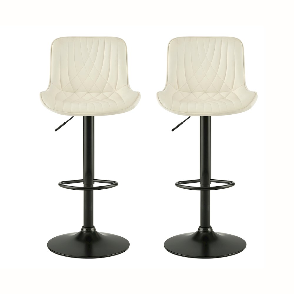 Kovyn Contemporary Adjustable Barstool with Faux Leather Swivel Seats, Set of 2. Picture 3