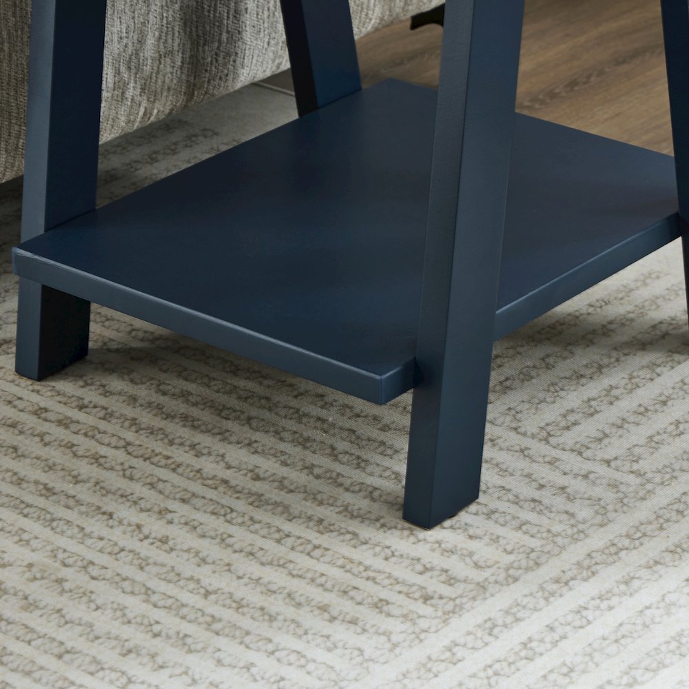 Athens Contemporary Wood Shelf End Table in Navy Blue. Picture 6