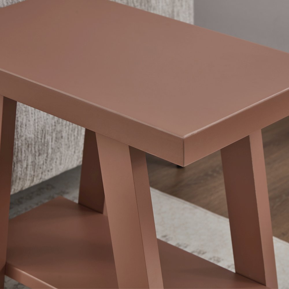 Athens Contemporary Wood Shelf Side Table in Red. Picture 5