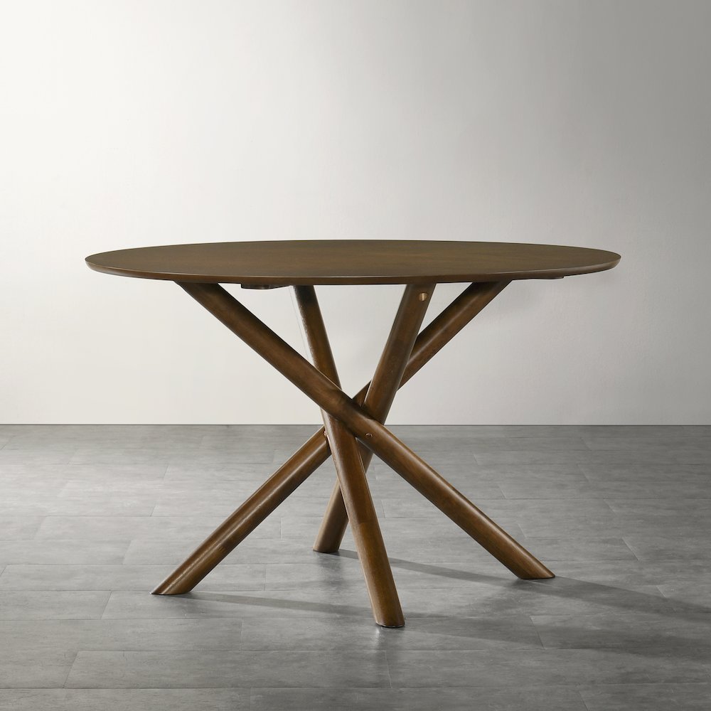 Arnott Round Dining Table, Walnut Finish. Picture 7