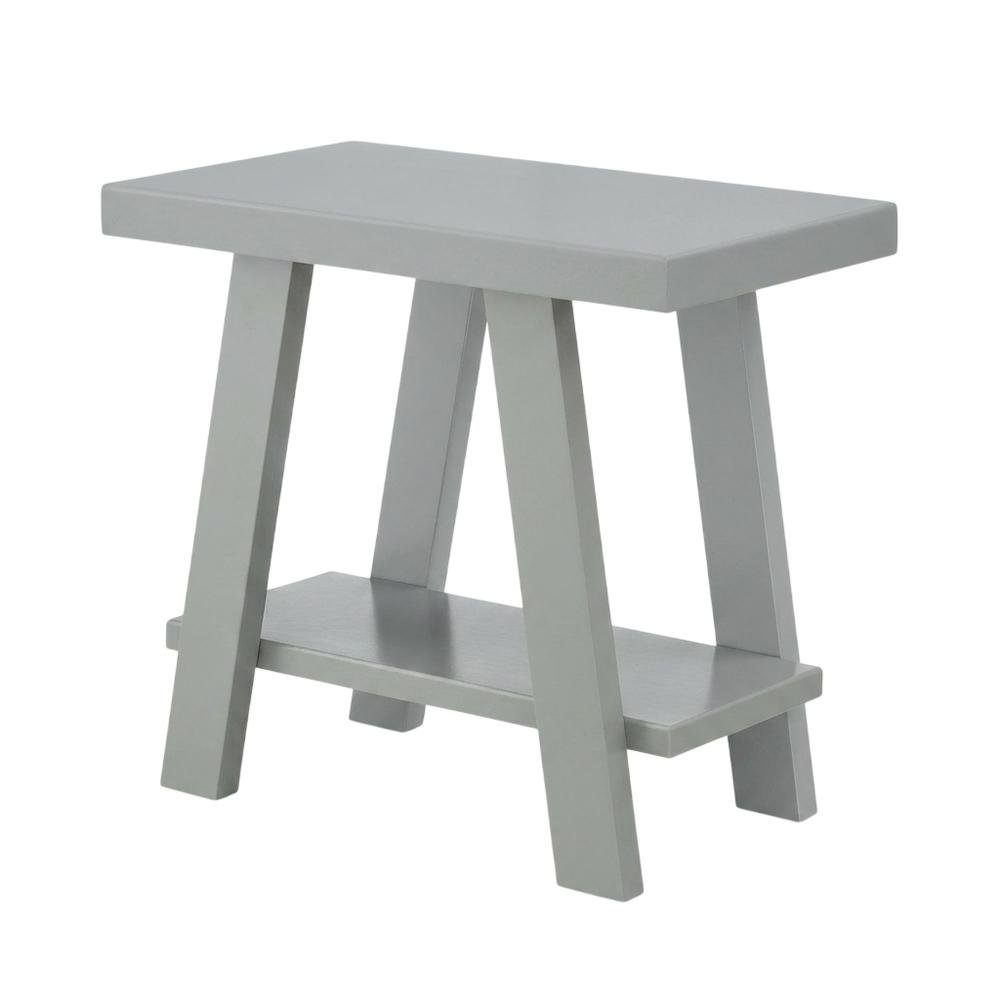 Grey, Side Table, Open Shelf, Quality Build, Durable Wood Frame. Picture 1